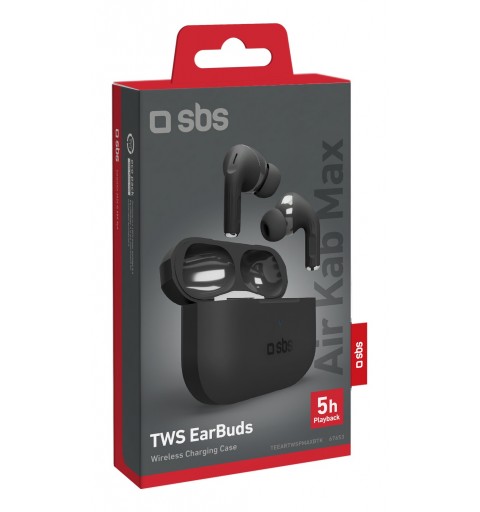 SBS Air Kab Max Auricolare True Wireless Stereo (TWS) In-ear Musica e Chiamate Bluetooth Nero
