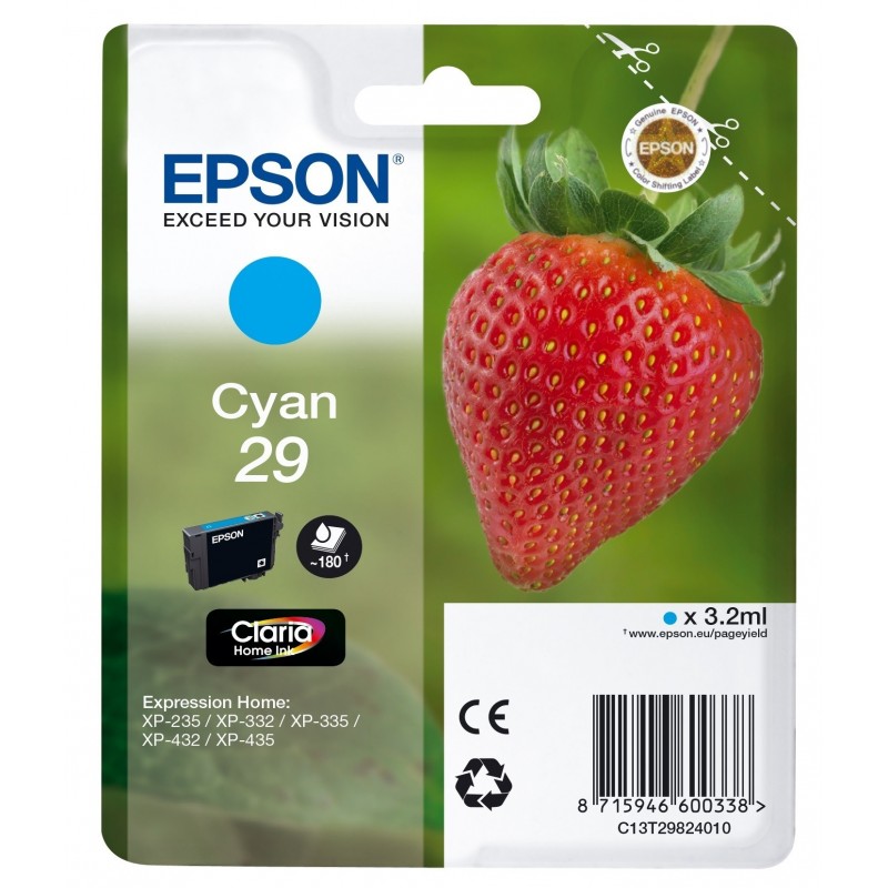 Epson Strawberry 29 C cartucho de tinta 1 pieza(s) Original Rendimiento estándar Cian