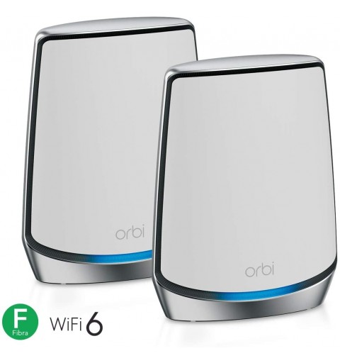 NETGEAR Orbi RBK852 AX6000 WiFi 6 Mesh System Tri-band (2.4 GHz 5 GHz 5 GHz) Wi-Fi 6 (802.11ax) Grey, White 8 Internal