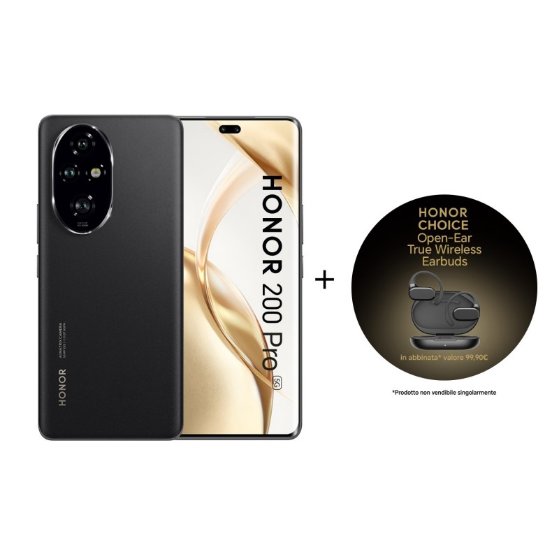 Honor 200 Pro 5G + Earbuds Choice 17,2 cm (6.78") Double SIM Android 14 USB Type-C 12 Go 512 Go 5200 mAh Noir