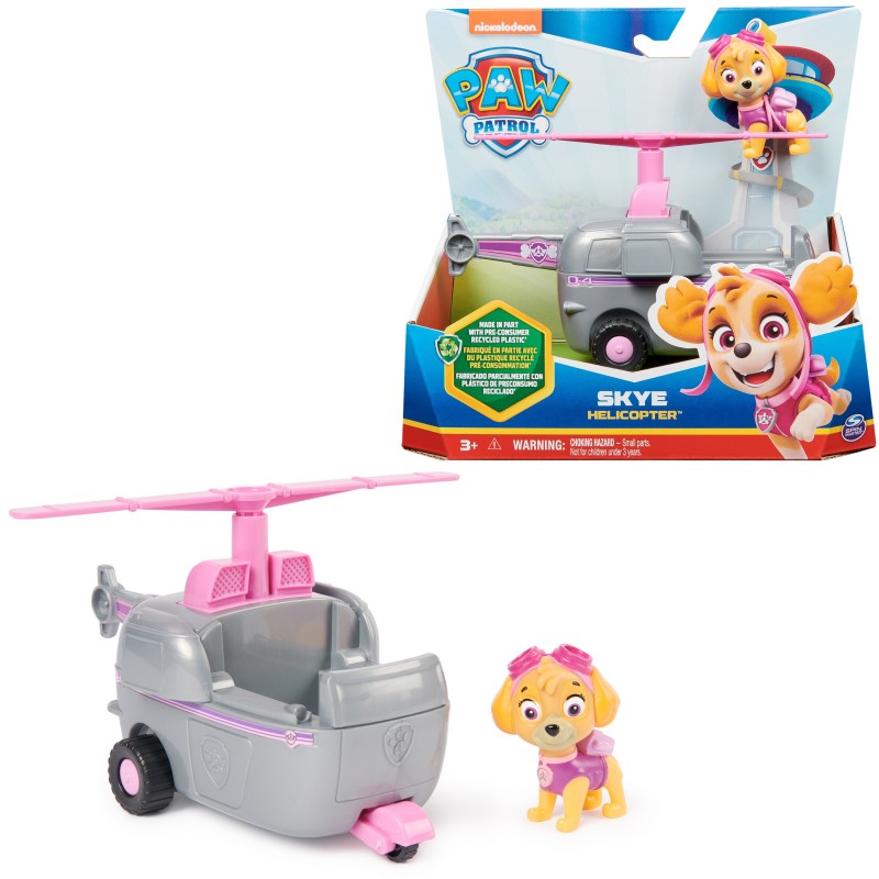 PAW Patrol , Skye’s Helicopter, Toy Vehicle with Collectible Action Figure, Sustainably Minded Kids Toys for Boys & Girls Ages