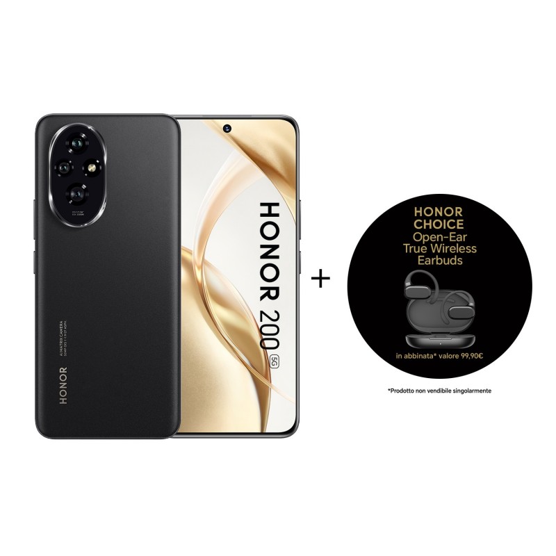 Honor 200 5G + Earbuds Choice 17 cm (6.7") Dual-SIM Android 14 USB Typ-C 12 GB 512 GB 5200 mAh Schwarz