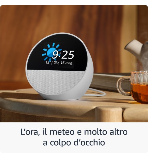 Amazon Nuovo Echo Spot (modello 2024) | Sveglia intelligente con suono di qualità e Alexa | Blu