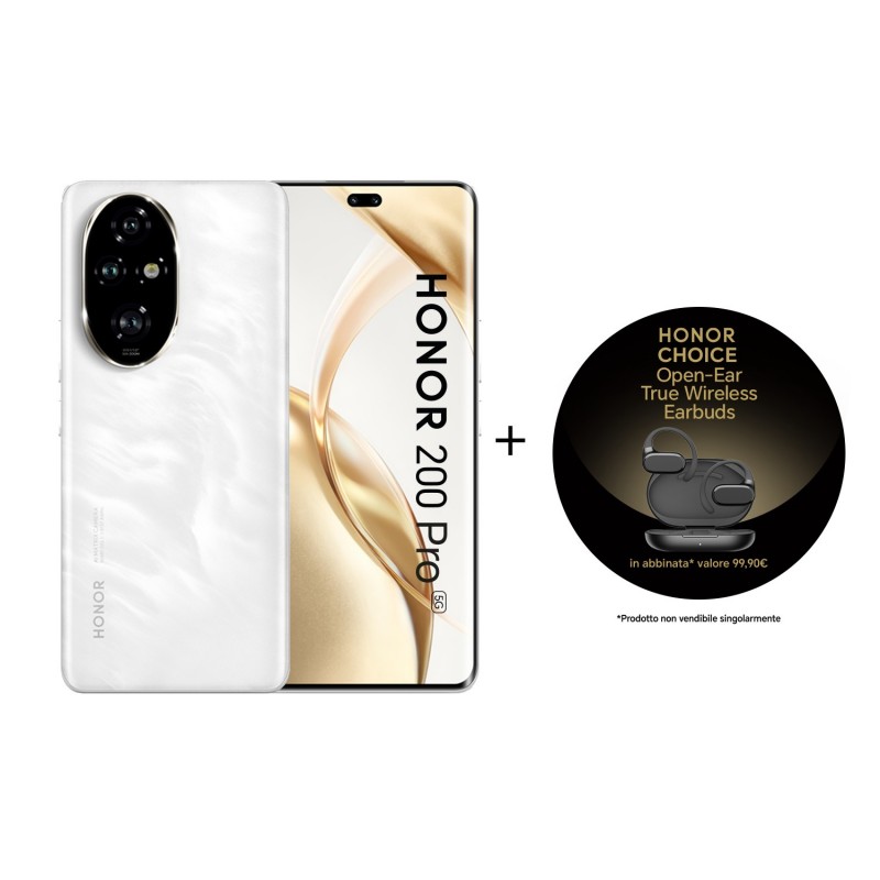 Honor 200 Pro 5G + Earbuds Choice 17.2 cm (6.78") Dual SIM Android 14 USB Type-C 12 GB 512 GB 5200 mAh White