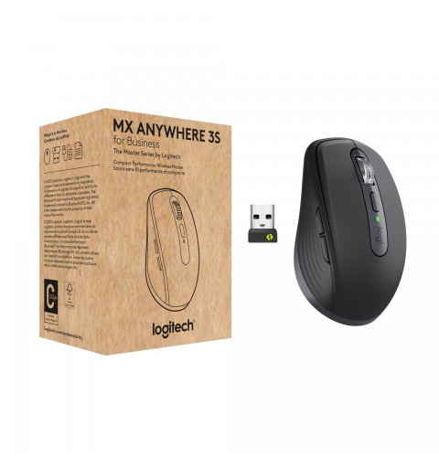 Logitech MX Anywhere 3S for Business ratón Oficina mano derecha RF Wireless + Bluetooth Laser 8000 DPI
