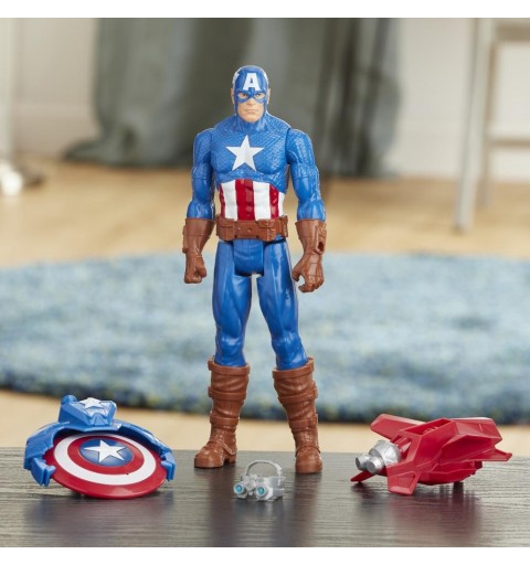 Marvel Avengers Titan Hero Captain America Blast Gear 30cm with Launcher, 2 Accessories and Projectile
