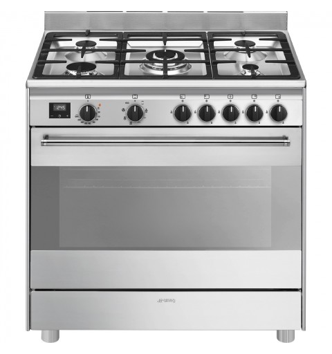 Smeg Master BG91X2 cocina Cocina independiente Eléctrico Encimera de gas Acero inoxidable A