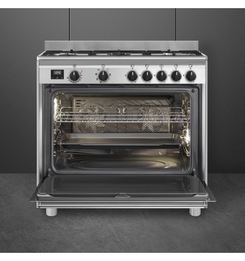 Smeg Master BG91X2 cocina Cocina independiente Eléctrico Encimera de gas Acero inoxidable A
