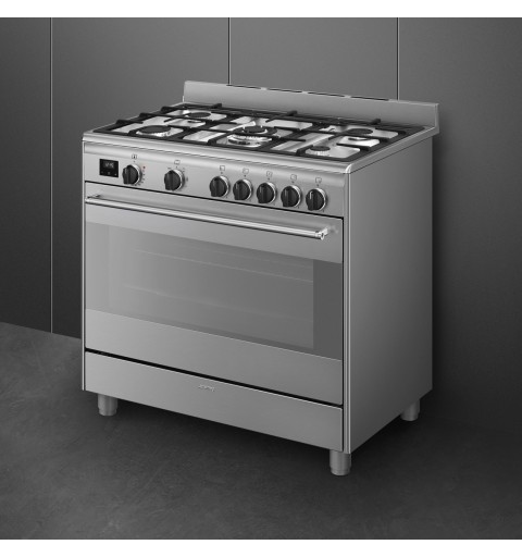 Smeg Master BG91X2 cocina Cocina independiente Eléctrico Encimera de gas Acero inoxidable A