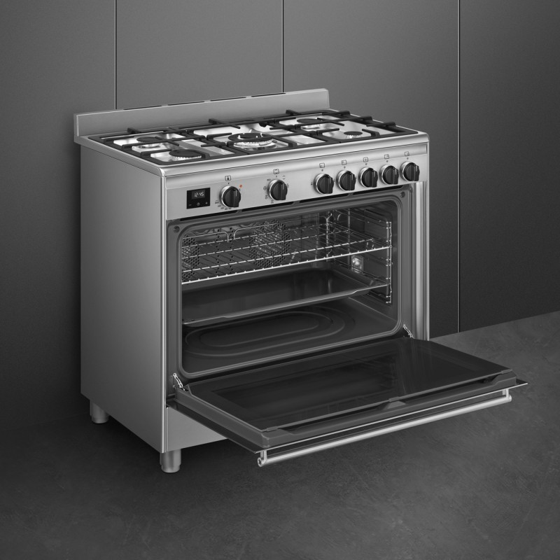 Smeg Master BG91X2 cocina Cocina independiente Eléctrico Encimera de gas Acero inoxidable A
