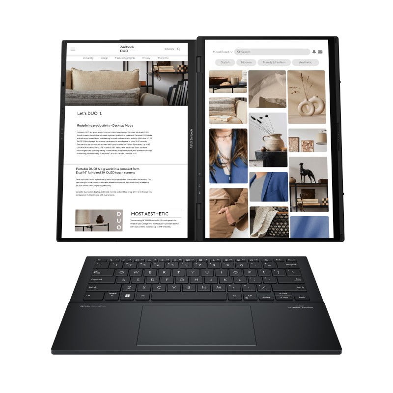 ASUS Zenbook Duo OLED UX8406MA-PZ286W Intel Core Ultra 7 155H Laptop 35.6 cm (14") Touchscreen 3K 16 GB LPDDR5x-SDRAM 1 TB SSD