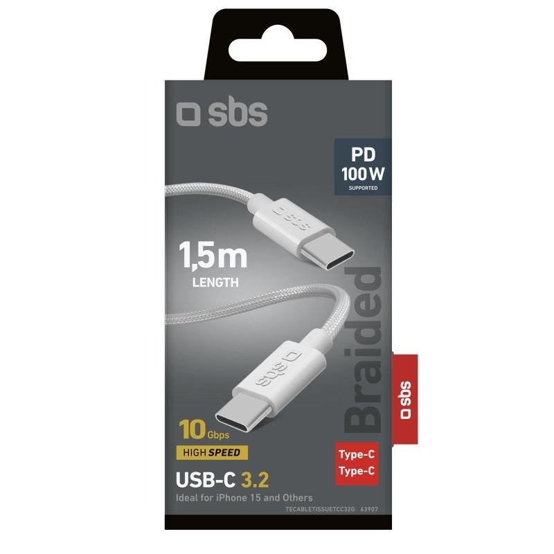 SBS TECABLETISSUETCC32G USB Kabel USB 3.2 Gen 2 (3.1 Gen 2) 1,5 m USB C Grau