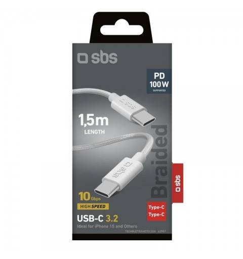 SBS TECABLETISSUETCC32G USB Kabel USB 3.2 Gen 2 (3.1 Gen 2) 1,5 m USB C Grau