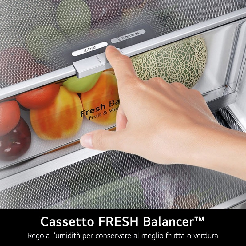 LG GBV7280BEV Frigorifero combinato, Classe B, 387L, Fresh Converter, Porte piatte, Nero