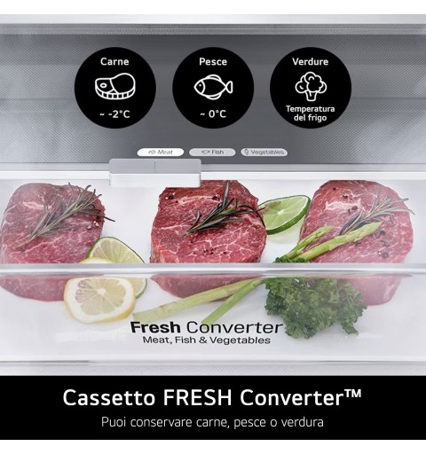 LG GBV7280BEV Frigorifero combinato, Classe B, 387L, Fresh Converter, Porte piatte, Nero