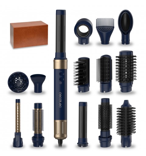 Cecotec Bamba CeramicCare 14in1 AirGlam Blue Herramienta de peinado con múltiples accesorios Caliente Azul 1400 W