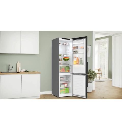 Bosch Serie 4 KGN39VXDT Frigorifero combinato da libera installazione 203 x 60 cm Acciaio nero anti-impronta Classe D