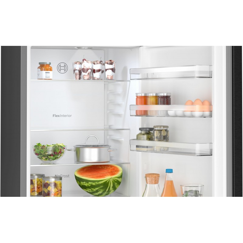 Bosch Serie 4 KGN39VXDT Frigorifero combinato da libera installazione 203 x 60 cm Acciaio nero anti-impronta Classe D