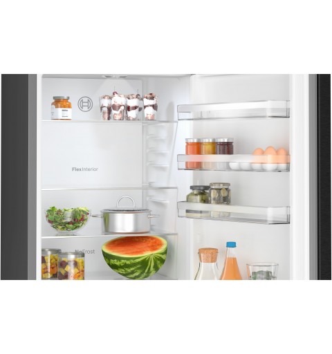 Bosch Serie 4 KGN39VXDT Frigorifero combinato da libera installazione 203 x 60 cm Acciaio nero anti-impronta Classe D