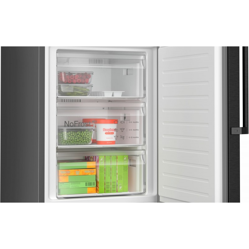 Bosch Serie 4 KGN39VXDT Frigorifero combinato da libera installazione 203 x 60 cm Acciaio nero anti-impronta Classe D