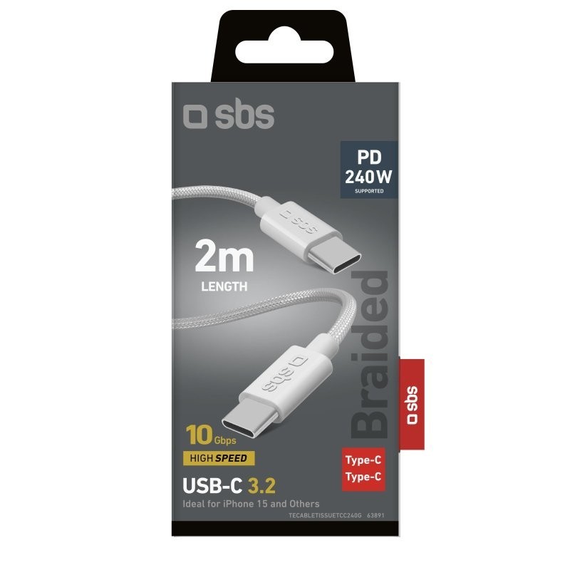 SBS TECABLETISSUETCC240G USB Kabel USB 3.2 Gen 2 (3.1 Gen 2) 2 m USB C Grau