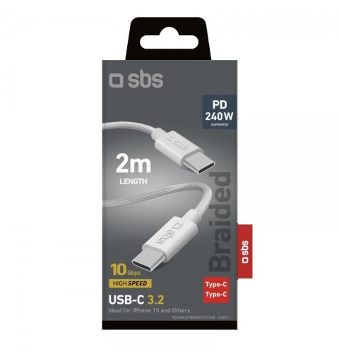 SBS TECABLETISSUETCC240G USB Kabel USB 3.2 Gen 2 (3.1 Gen 2) 2 m USB C Grau