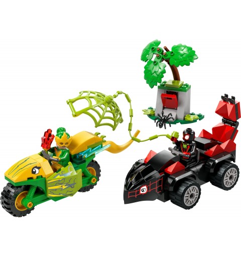 LEGO Course-poursuite entre Spin et Electro en dino-véhicules