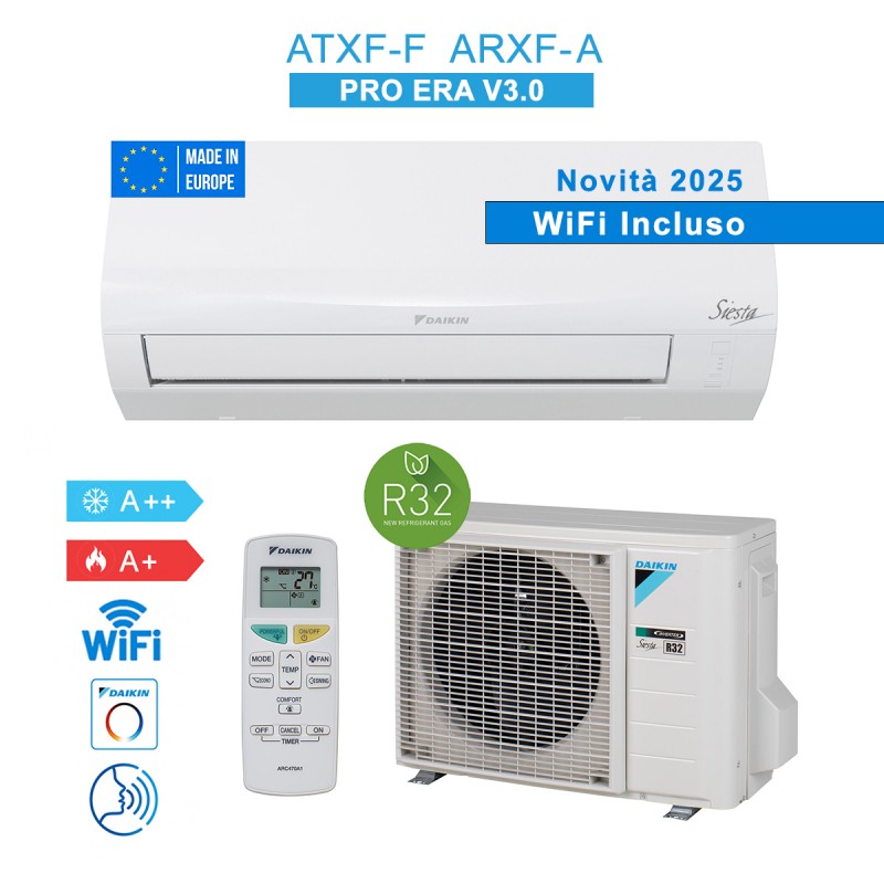 Daikin ATXF71F ARXF71A9 Klimaanlage 24000Btu 7.1KW WiFi Siesta Pro Era V3.0 Neuheit 2025 A/A Inverter R32