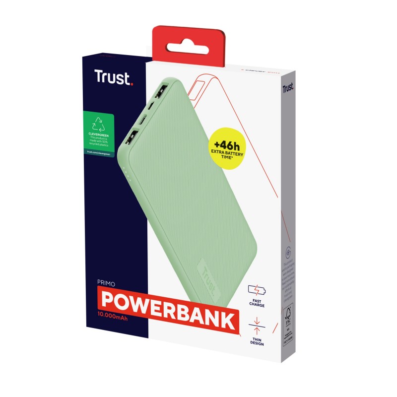 Trust 25029 power bank Lithium-Ion (Li-Ion) 10000 mAh Green