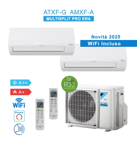 Daikin 2AMXF50A + ATXF35G + ATXF35G Condizionatore Climatizzatore 2025 Dual Split 12000 + 12000 Btu A++/A+ WiFi Inverter R32