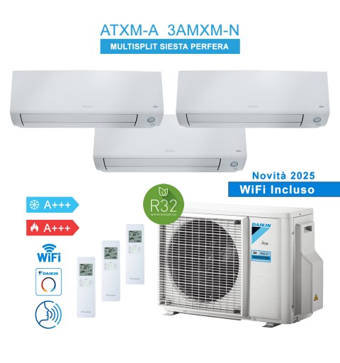 Daikin 3AMXM52N + 2x ATXM25A + ATXM35A Air Conditioner Siesta Perfera 2025 Trial Split 2x9000 + 12000Btu A+++ WiFi