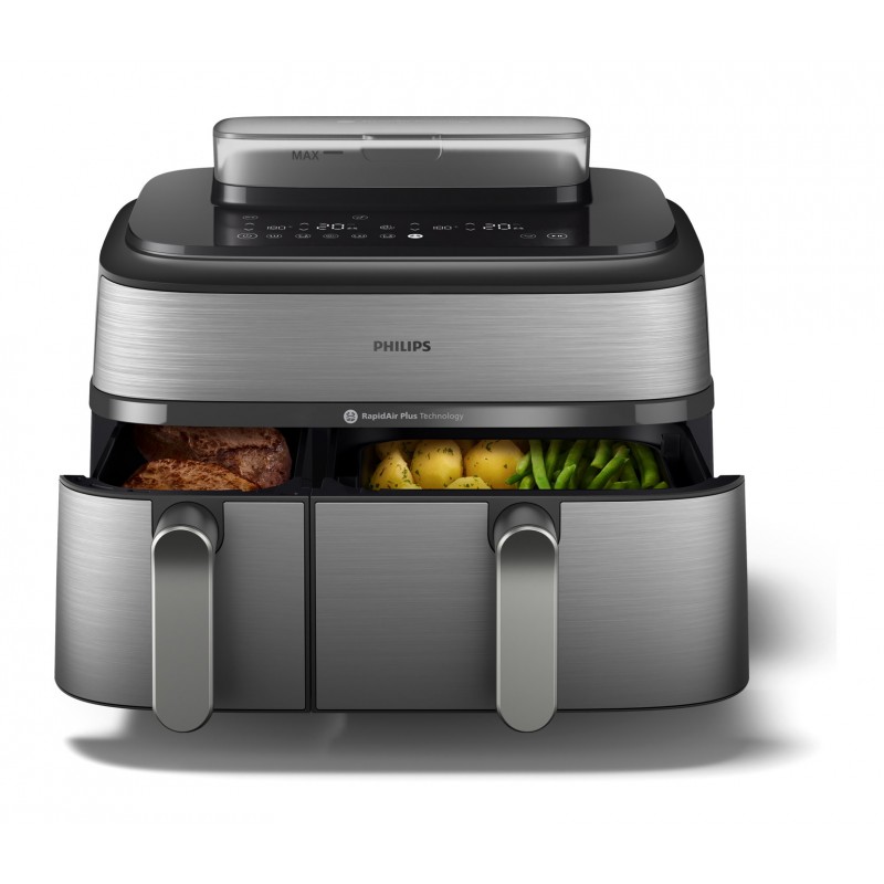 Philips 5000 series NA555 00 freidora Doble 9 L Independiente 2750 W Freidora de aire caliente Plata