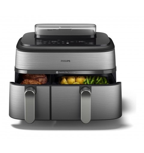 Philips 5000 series NA555 00 freidora Doble 9 L Independiente 2750 W Freidora de aire caliente Plata