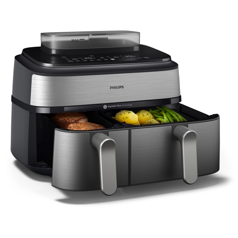 Philips 5000 series NA555 00 freidora Doble 9 L Independiente 2750 W Freidora de aire caliente Plata