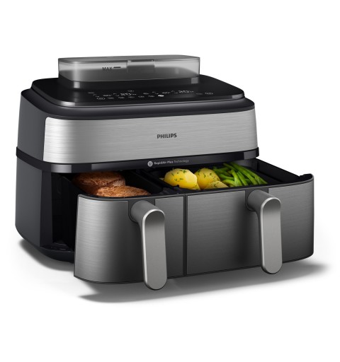 Philips 5000 series NA555 00 freidora Doble 9 L Independiente 2750 W Freidora de aire caliente Plata