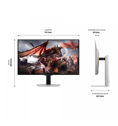Samsung G80SD computer monitor 81.3 cm (32") 3840 x 2160 pixels 4K Ultra HD OLED Silver