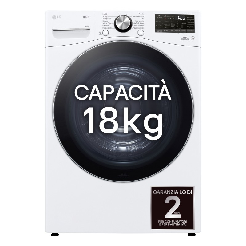 LG RH18U8AVCW Wäschetrockner Freistehend Frontlader 18 kg A+++ Weiß