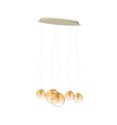 Ideal Lux MAPA CLEAR SP5 AMBRA Mod. 346588 Lampada A Sospensione 5 Luci