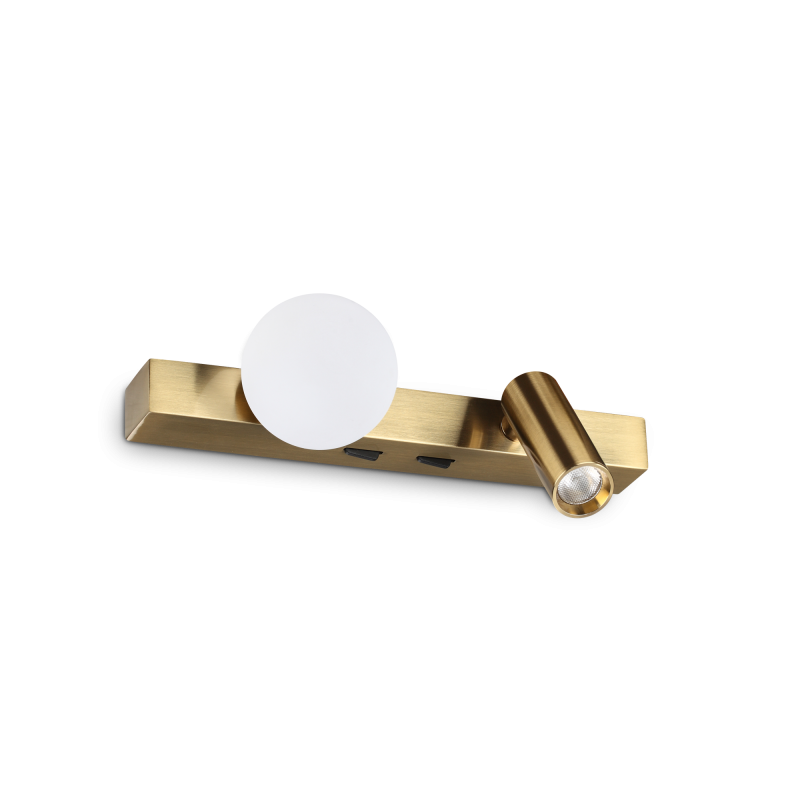 Ideal Lux PING PONG AP OTTONE Mod. 336671 Lampada Da Parete 2 Luci Ideal Lux PING PONG AP OTTONE Mod. 336671 Lampada Da Parete 2 Luci