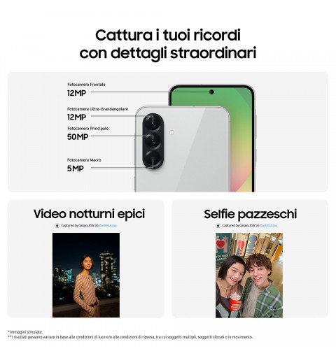 Samsung Galaxy A56 5G, Smartphone con Funzioni intelligenti, Display Super AMOLED 6.7”, 8GB RAM, 256GB, Camera 50MP, Batteria