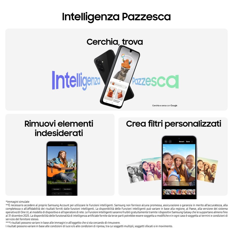 Samsung Galaxy A26 5G, Smartphone con Funzioni intelligenti, Display Super AMOLED 6.7”, 8GB RAM, 256GB, Batteria 5.000 mAh,