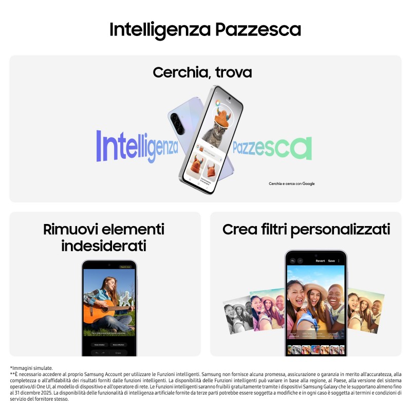 Samsung Galaxy A36 5G, Smartphone con Funzioni intelligenti, Display Super AMOLED 6.7”, 8GB RAM, 256GB, Camera 50MP, Batteria