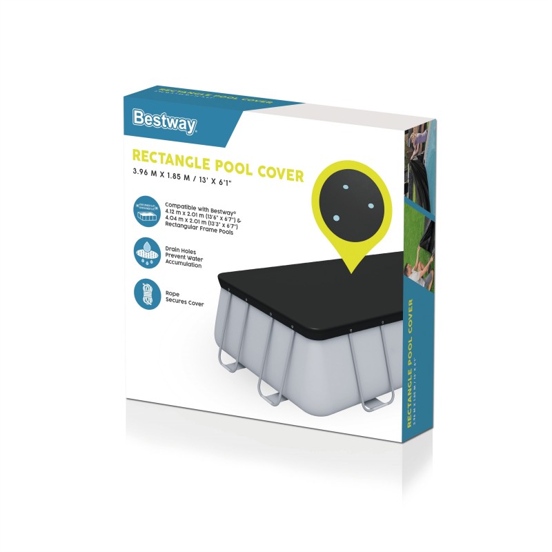 Bestway Bâche pour piscine hors sol rectangulaire de 4,04 m et 4,12 m