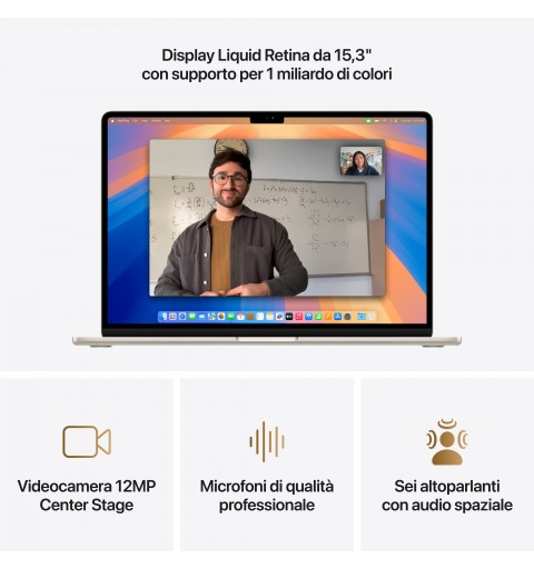 Apple MacBook Air Apple M M4 Ordinateur portable 38,9 cm (15.3") 16 Go 256 Go SSD Wi-Fi 6E (802.11ax) macOS Sequoia Beige