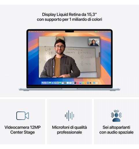 Apple MacBook Air Apple M M4 Portátil 38,9 cm (15.3") 24 GB 512 GB SSD Wi-Fi 6E (802.11ax) macOS Sequoia Azul