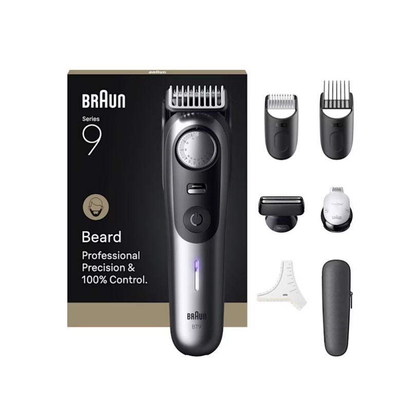 Braun BeardTrimmer 9 BT9520 Barttrimmer Akku 52 2 cm Nass & Trocken Schwarz, Grau