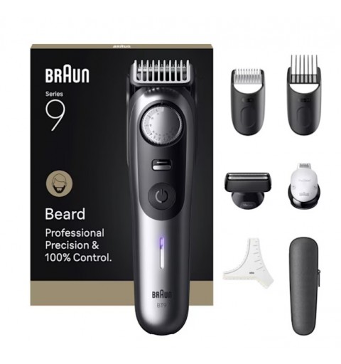 Braun BeardTrimmer 9 BT9520 Barttrimmer Akku 52 2 cm Nass & Trocken Schwarz, Grau