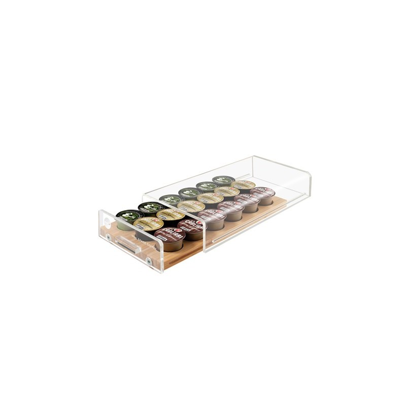 Macom Cassetto portacapsule universale SalvaSpazio per capsule di caffè Legno Trasparente