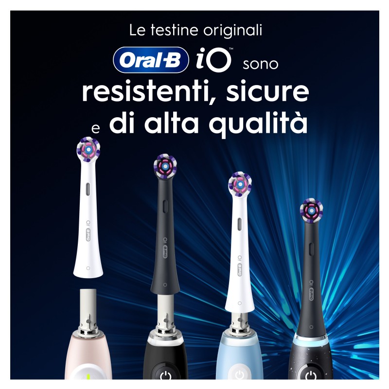 Oral-B Testine di Ricambio iO Series Radiant White Black, testine rotonde di ricambio originali, setole angolate per una