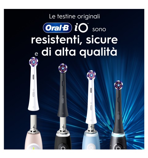 Oral-B Testine di Ricambio iO Series Radiant White Black, testine rotonde di ricambio originali, setole angolate per una
